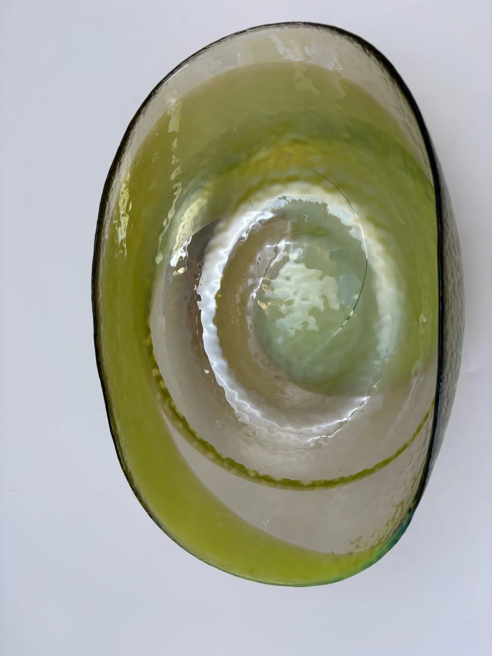 Crate & Barrel Agave Large Centerpiece Bowl Green Murano Glass Made In Italy